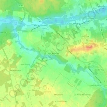 Topografische Karte Petit Beaumont, Höhe, Relief