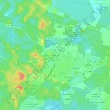 Topografische Karte Cabarriou, Höhe, Relief
