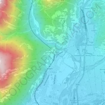 Topografische Karte Favalle San Vitale, Höhe, Relief