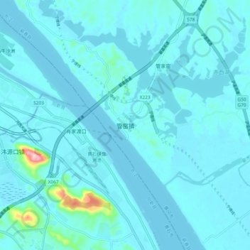 Topografische Karte 管窑镇, Höhe, Relief