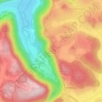 Topografische Karte Rötelstein, Höhe, Relief