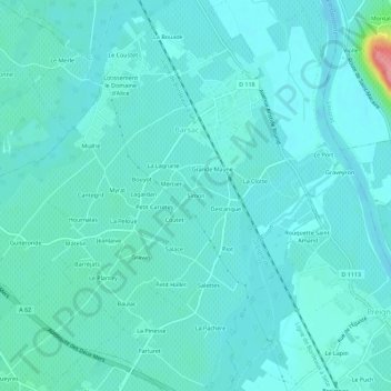 Topografische Karte Simon, Höhe, Relief