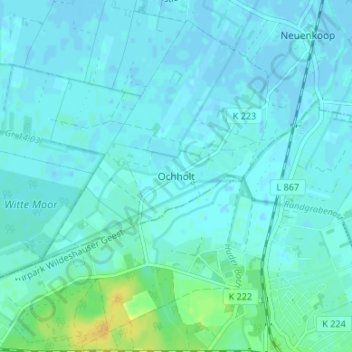 Topografische Karte Ochholt, Höhe, Relief