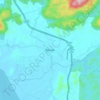 Topografische Karte Beruas, Höhe, Relief