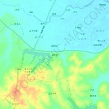 Topografische Karte 山下高, Höhe, Relief