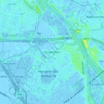 Topografische Karte Oostendam, Höhe, Relief