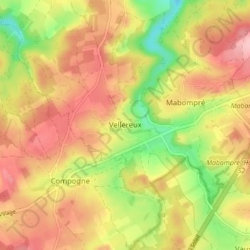 Topografische Karte Vellereux, Höhe, Relief