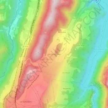 Topografische Karte Les Condamines, Höhe, Relief