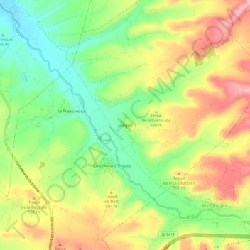 Topografische Karte Malgrat, Höhe, Relief