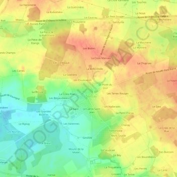 Topografische Karte La Margaudrie, Höhe, Relief