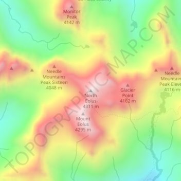 Topografische Karte North Eolus, Höhe, Relief