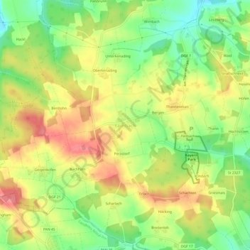 Topografische Karte Failnbach, Höhe, Relief