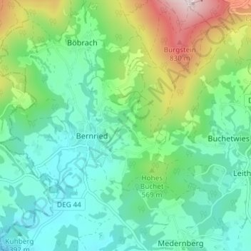 Topografische Karte Ebengasse, Höhe, Relief
