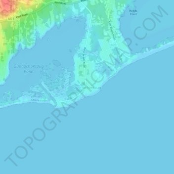Topografische Karte Quonochontaug, Höhe, Relief