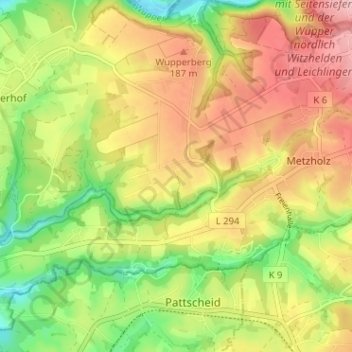 Topografische Karte Neuwinkel, Höhe, Relief