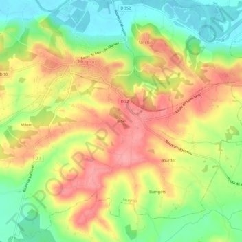 Topografische Karte Bibe, Höhe, Relief