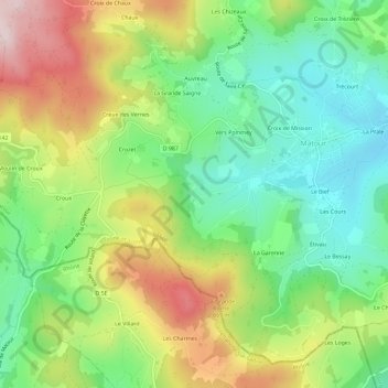 Topografische Karte Le Potet, Höhe, Relief