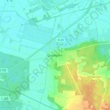 Topografische Karte Quickborn, Höhe, Relief