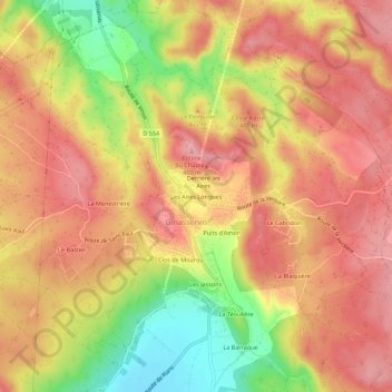 Topografische Karte Les Aires Longues, Höhe, Relief