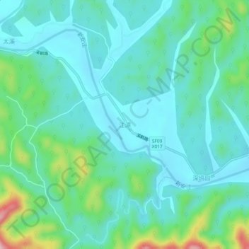 Topografische Karte 江潭, Höhe, Relief