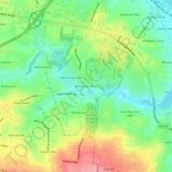 Topografische Karte Berckman Villas, Höhe, Relief