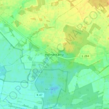 Topografische Karte Helmerkamp, Höhe, Relief