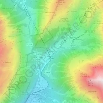 Topografische Karte Montroc, Höhe, Relief