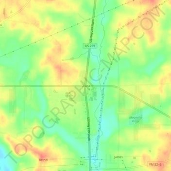 Topografische Karte Diana, Höhe, Relief