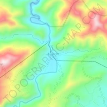 Topografische Karte Lusaran, Höhe, Relief