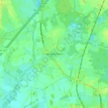 Topografische Karte Mulmshorn, Höhe, Relief