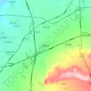Topografische Karte 南杨庄乡, Höhe, Relief