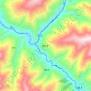 Topografische Karte 金沙乡, Höhe, Relief