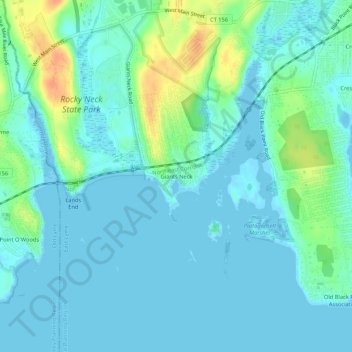 Topografische Karte Giants Neck, Höhe, Relief