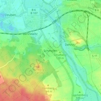 Topografische Karte Schmölen, Höhe, Relief