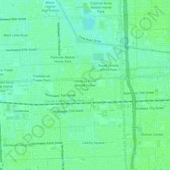 Topografische Karte Hibiscus Point Mobile Home Park, Höhe, Relief