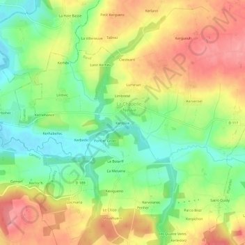 Topografische Karte Kerjosse, Höhe, Relief