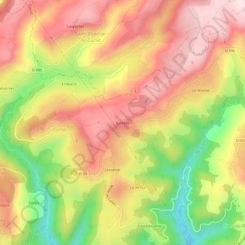 Topografische Karte Juzelles, Höhe, Relief