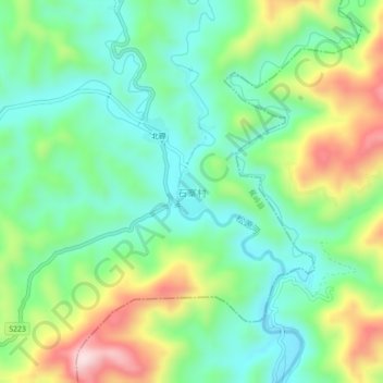 Topografische Karte 石寨村, Höhe, Relief