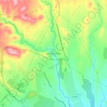 Topografische Karte Cases de la Culata, Höhe, Relief
