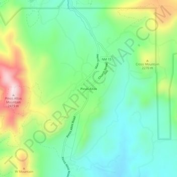 Topografische Karte Pinos Altos, Höhe, Relief