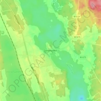 Topografische Karte Söderbärke, Höhe, Relief