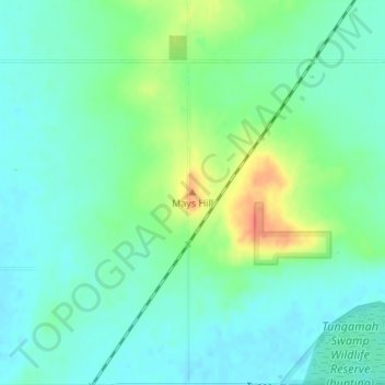 Topografische Karte Mays Hill, Höhe, Relief