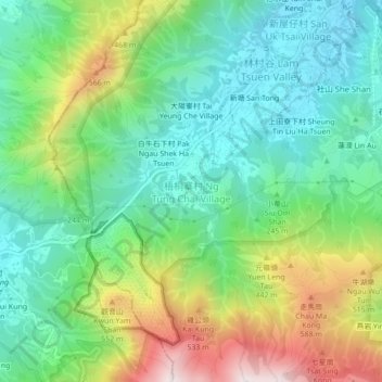 Topografische Karte 梧桐寨村, Höhe, Relief