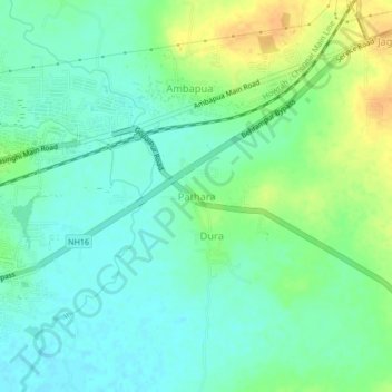 Topografische Karte Pathara, Höhe, Relief