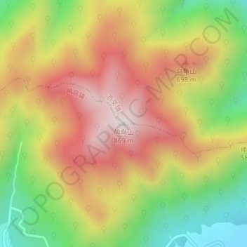 Topografische Karte 鸬鸟山, Höhe, Relief