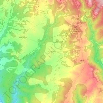 Topografische Karte Gargallà, Höhe, Relief