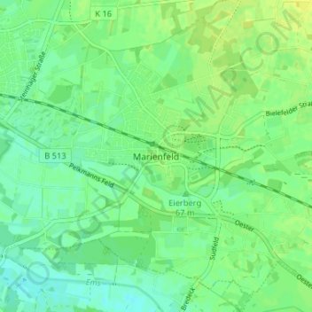 Topografische Karte Marienfeld, Höhe, Relief