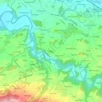Topografische Karte Eggen, Höhe, Relief