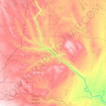 Topografische Karte Drumheller (town), Höhe, Relief
