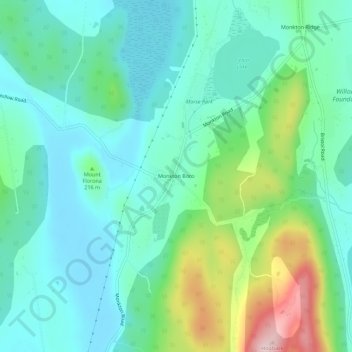 Topografische Karte Monkton Boro, Höhe, Relief